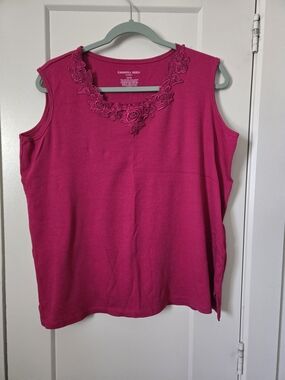 Carroll Reed Fuchsia Sleeveless Tank with Floral Lace Trim